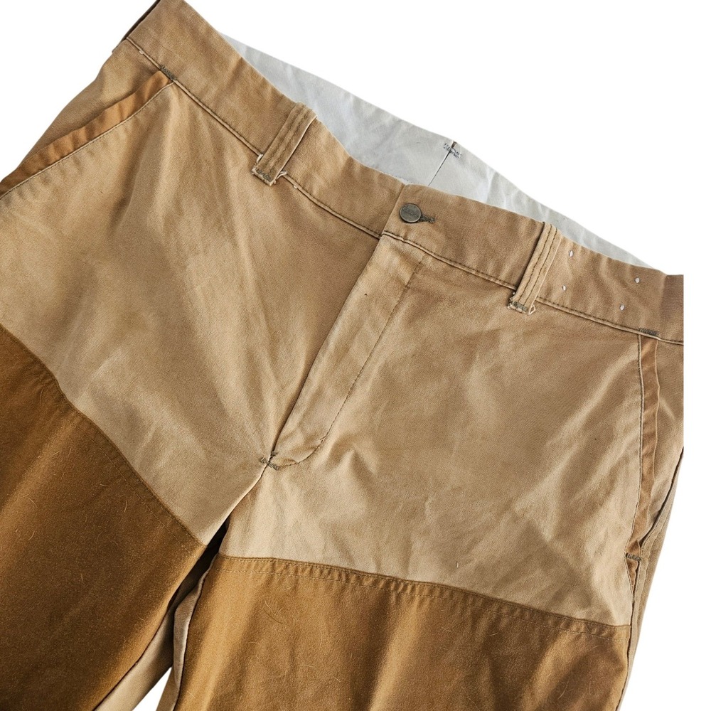 VTG 80s LL Bean Duck Pants #3608 Mens 42x30 Tan Double Knee Rubberized Seat